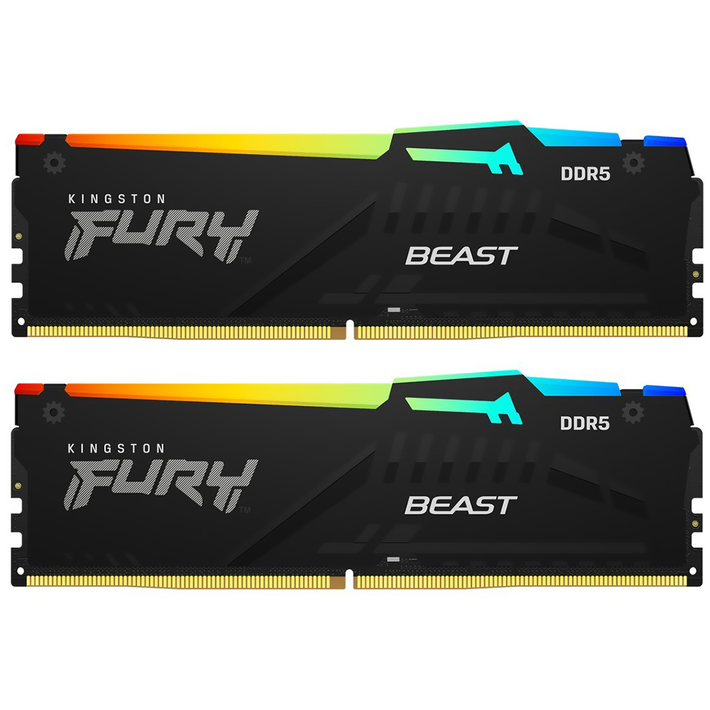 Memória RAM Kingston Fury Beast DDR5 32GB (2x16GB) 6000MHz RGB - Preto (KF560C30BBEAK2-32)