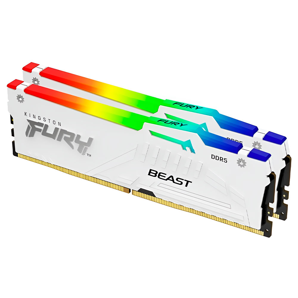 Memória RAM Kingston Fury Beast DDR5 64GB (2x32GB) 6000MHz RGB - Branco (KF560C36BWEAK2-64)