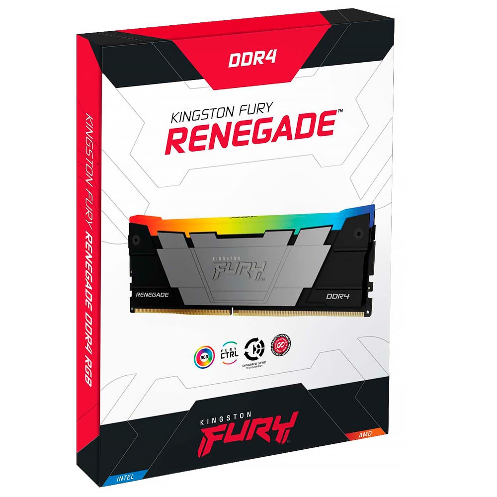 Memória RAM Kingston Fury Renegade DDR4 16GB 3200MHz RGB - Preto (KF432C16RB12A/16)