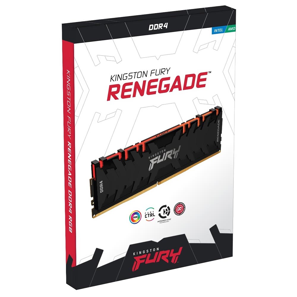 Memória RAM Kingston Fury Renegade DDR4 16GB 3200MHz RGB - Preto (KF432C16RB1A/16)