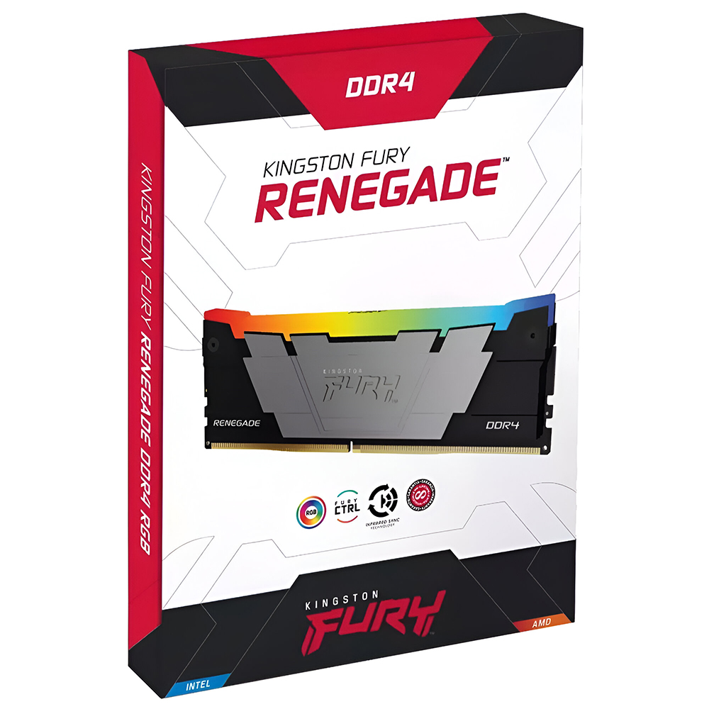 Memória RAM Kingston Fury Renegade DDR4 8GB 3600MHz RGB - Cinza / Preto (KF436C16RB2A/8)