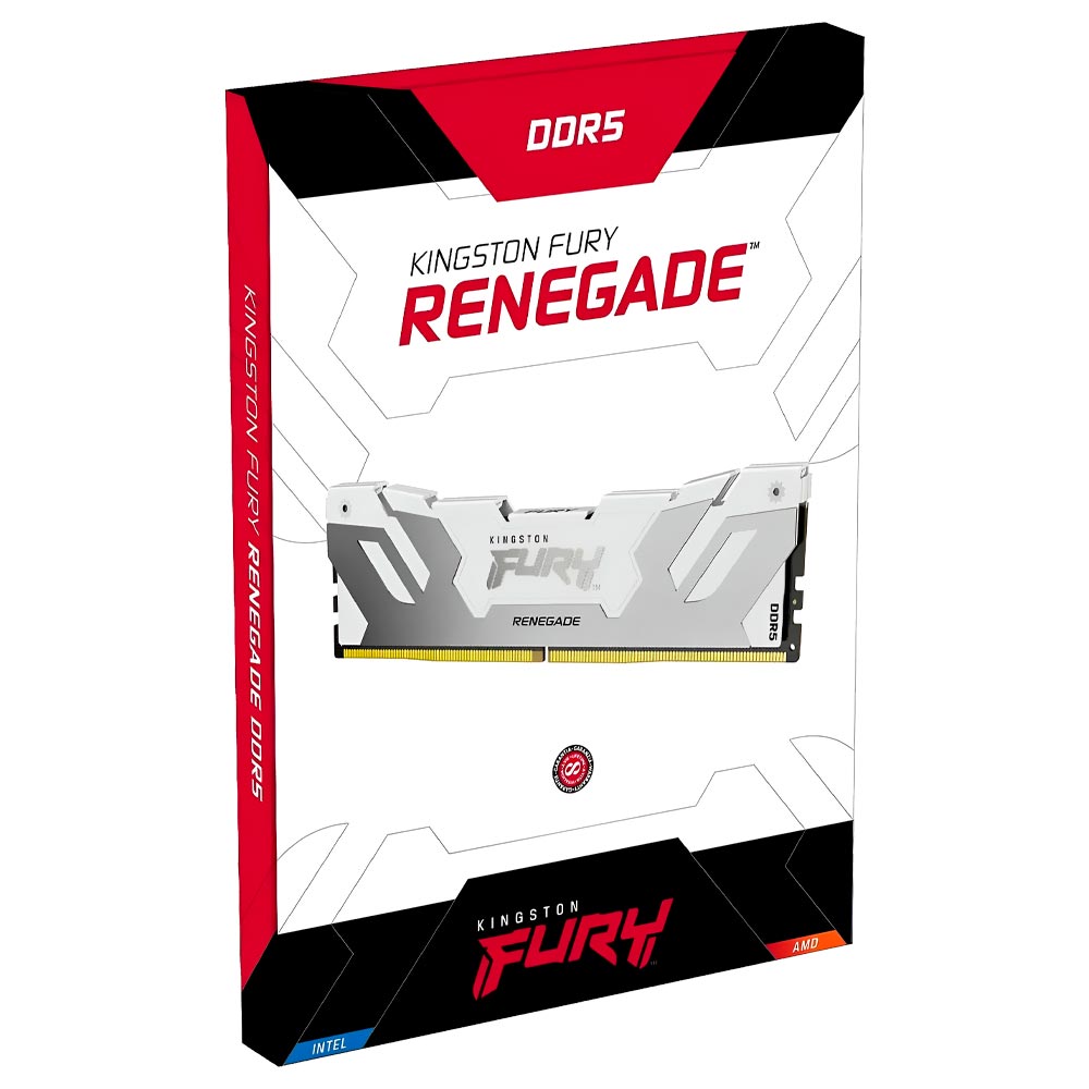 Memória RAM Kingston Fury Renegade DDR5 16GB 6400MHz - Branco / Prata (KF564C32RW-16)