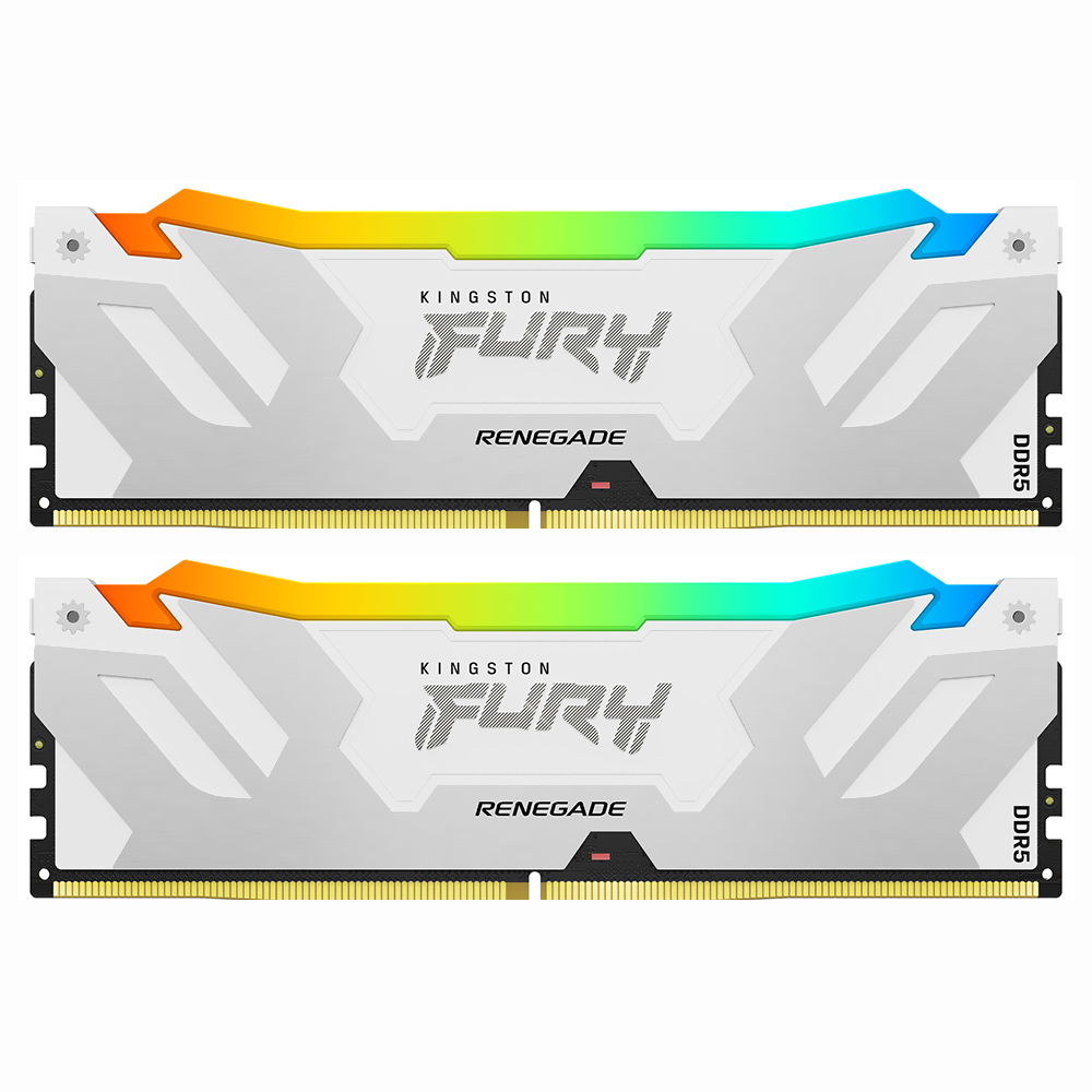 Memória RAM Kingston Fury Renegade DDR5 32GB (2x16GB) 7600MHz RGB - Branco / Prata (KF576C38RWAK2-32)