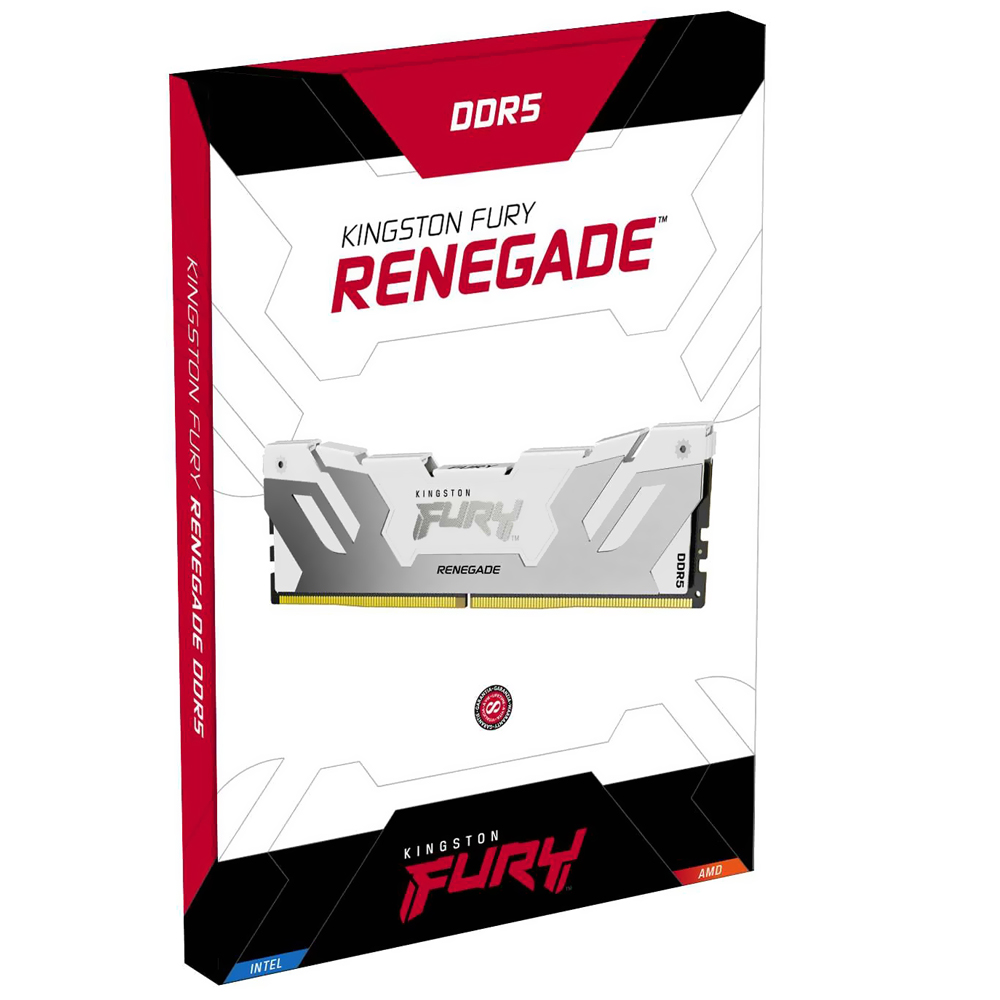 Memória RAM Kingston Fury Renegade DDR5 32GB (2x16GB) 7600MHz RGB - Branco / Prata (KF576C38RWAK2-32)