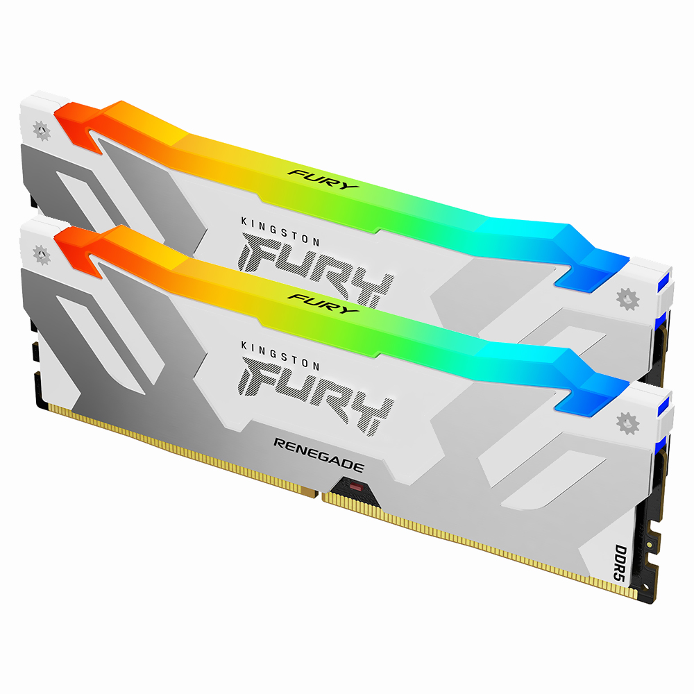 Memória RAM Kingston Fury Renegade DDR5 32GB (2x16GB) 7600MHz RGB - Branco / Prata (KF576C38RWAK2-32)