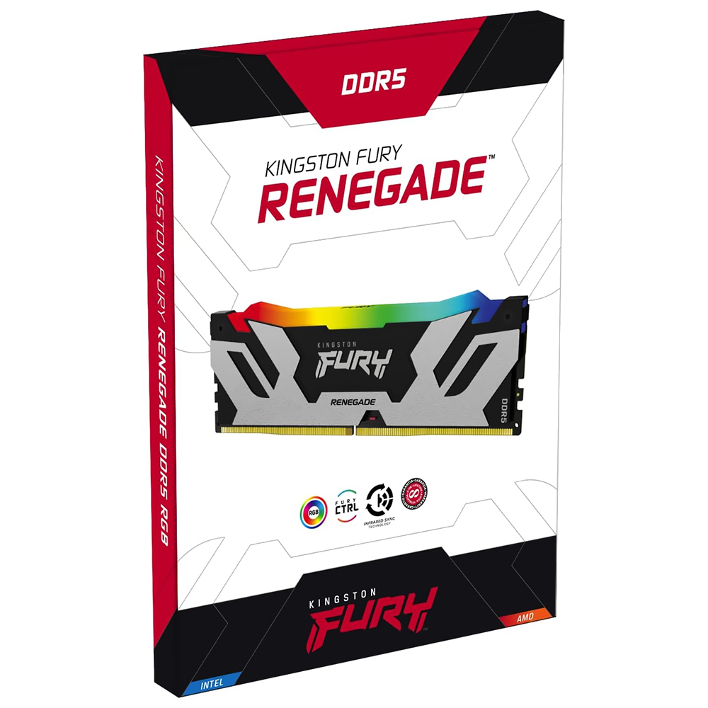 Memória RAM Kingston Fury Renegade DDR5 48GB 6400MHz RGB - Prata / Preto (KF564C32RSA-48)