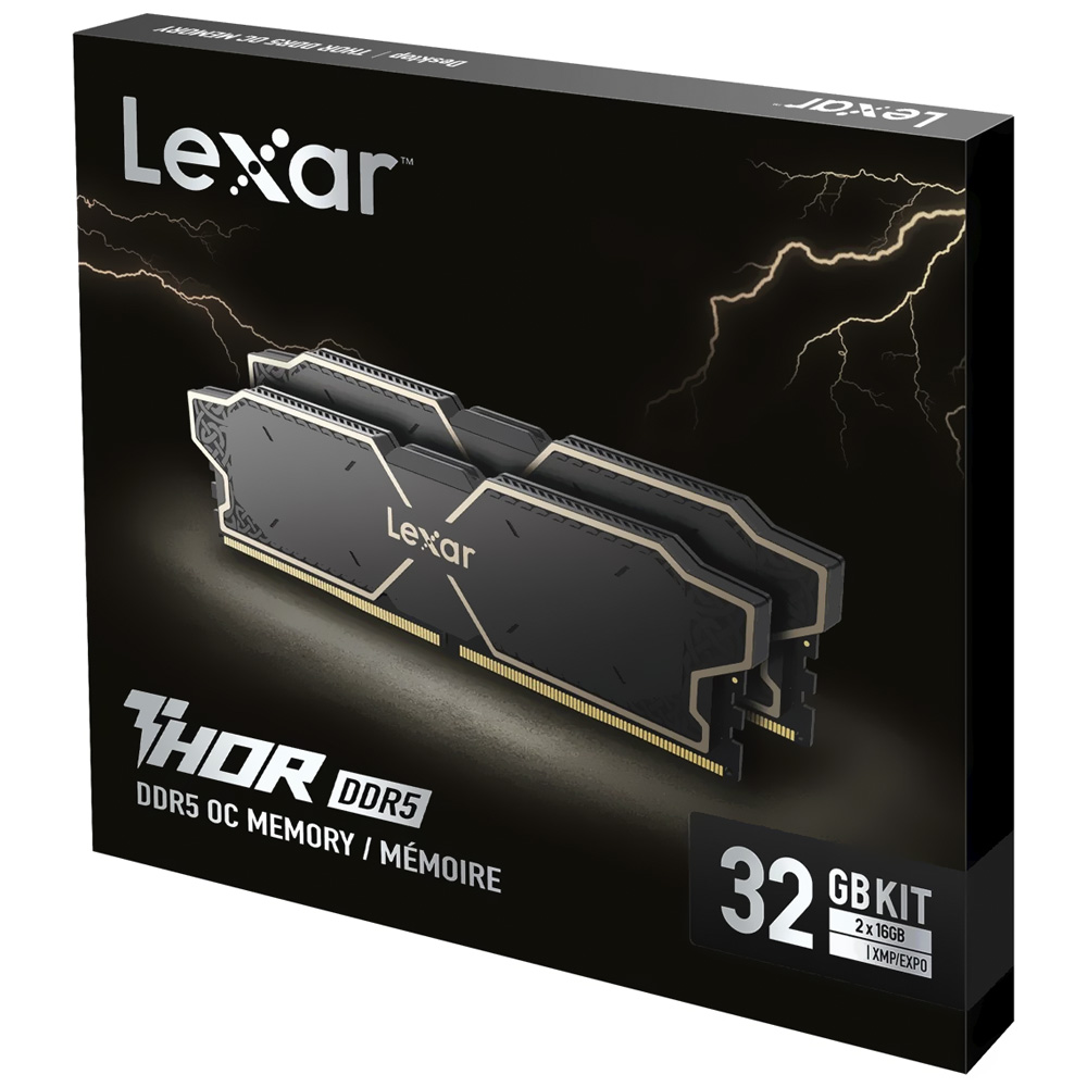 Memória RAM Lexar Thor DDR5 32GB (2x16GB) 5600MHz - Preto (LD5U16G56C36LG-RUD)