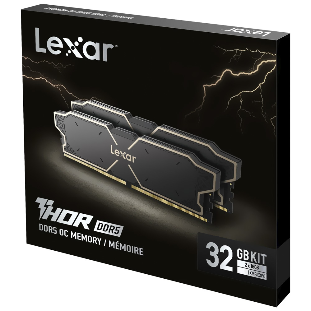 Memória RAM Lexar Thor DDR5 32GB (2x16GB) 6000MHz - Preto (LD5U16G60C32LG-RUD)