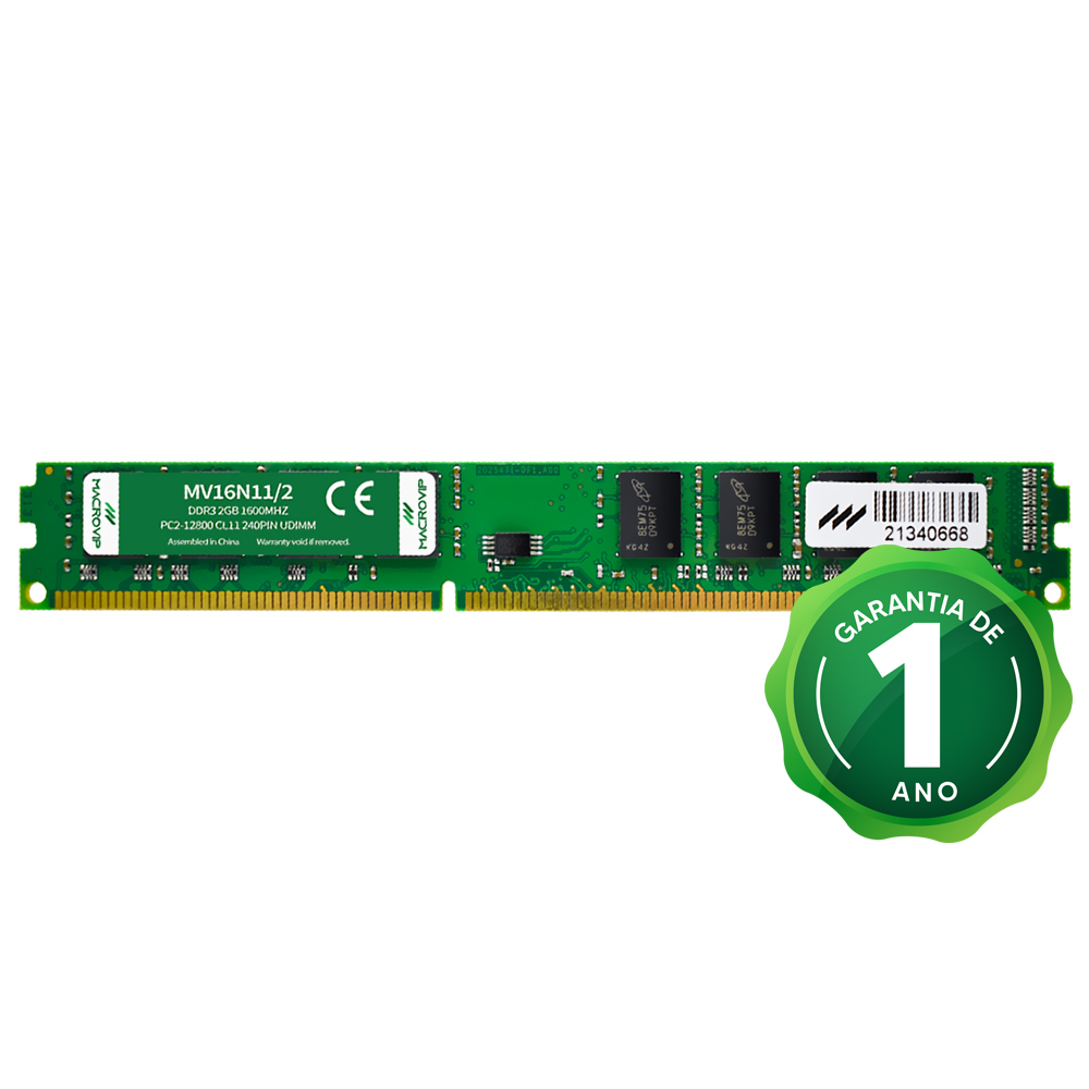 Memória RAM Macrovip DDR3 2GB 1600MHz - MV16N11/2