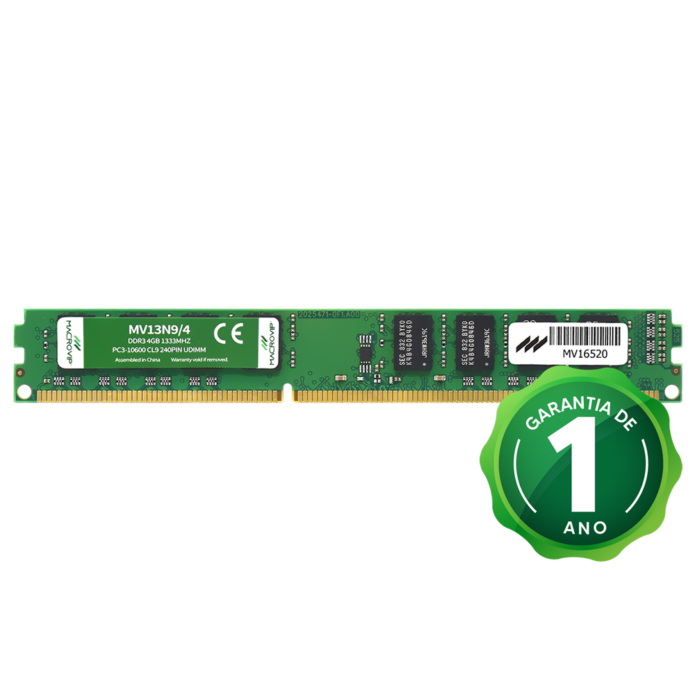 Memória RAM Macrovip DDR3 4GB 1333MHz - MV13N9/4 