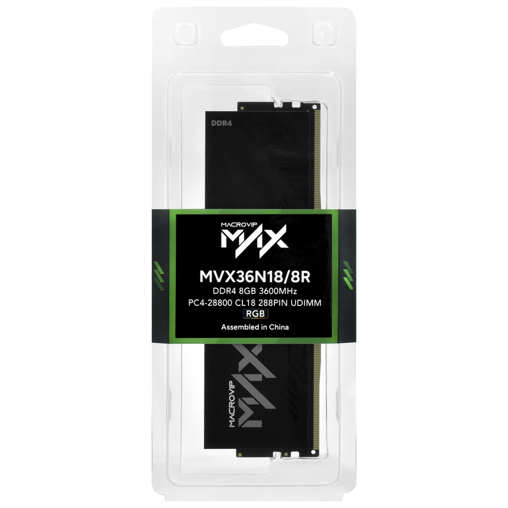Memória RAM Macrovip Max XMP DDR4 8GB 3600MHz RGB - MVX36N18/8R 