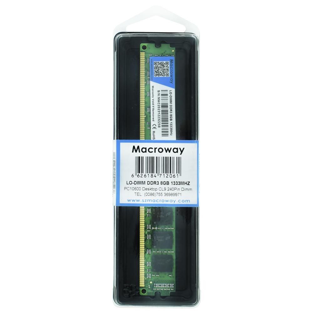 Memória RAM Macroway DDR3 8GB 1333MHz