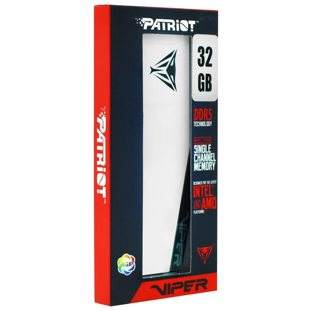 Memória RAM Patriot Viper Elite 5 DDR5 32GB 5600MHz RGB - Branco (PVER532G56C38W)