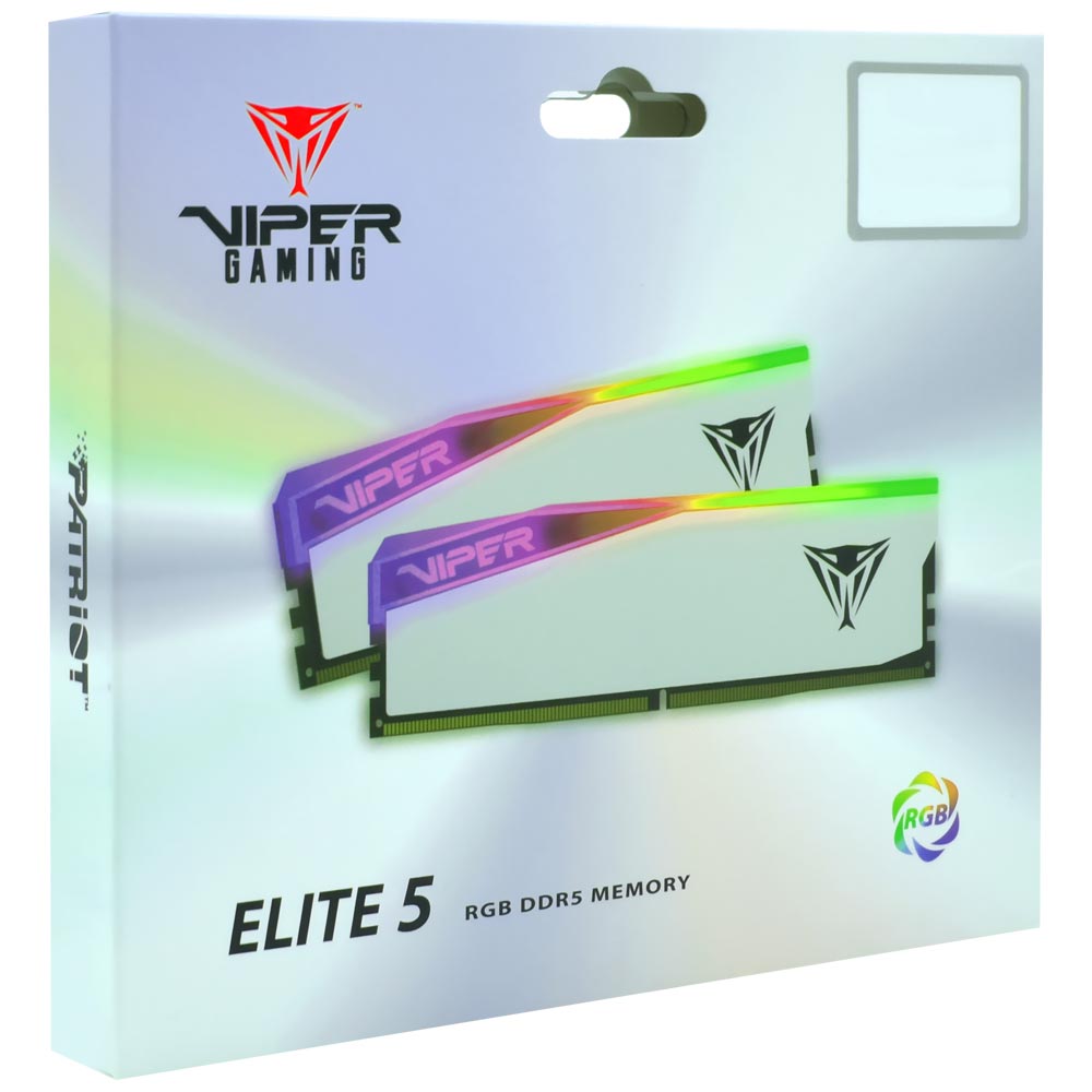 Memória RAM Patriot Viper Elite 5 DDR5 96GB (2x48GB) 6000MHz RGB - Branco (PVER596G60C42KW)