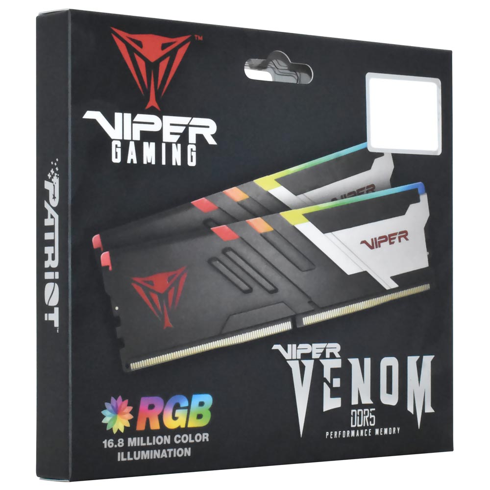 Memória RAM Patriot Viper Venom DDR5 32GB (2x16GB) 6200MHz RGB - Preto / Prata (PVVR532G620C40K)