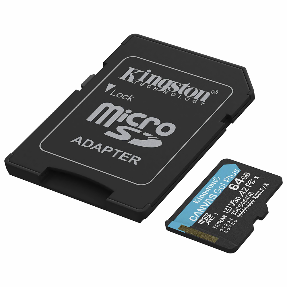 Cartão de Memória Micro SD Kingston Canvas Go Plus U3 C10 V30 A2 64GB - SDCG4/64GB