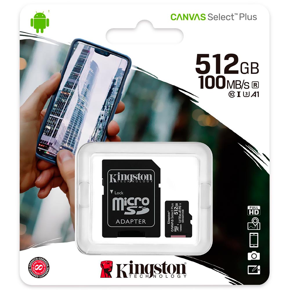 Cartão de Memória Micro SD Kingston Canvas Select Plus 512GB