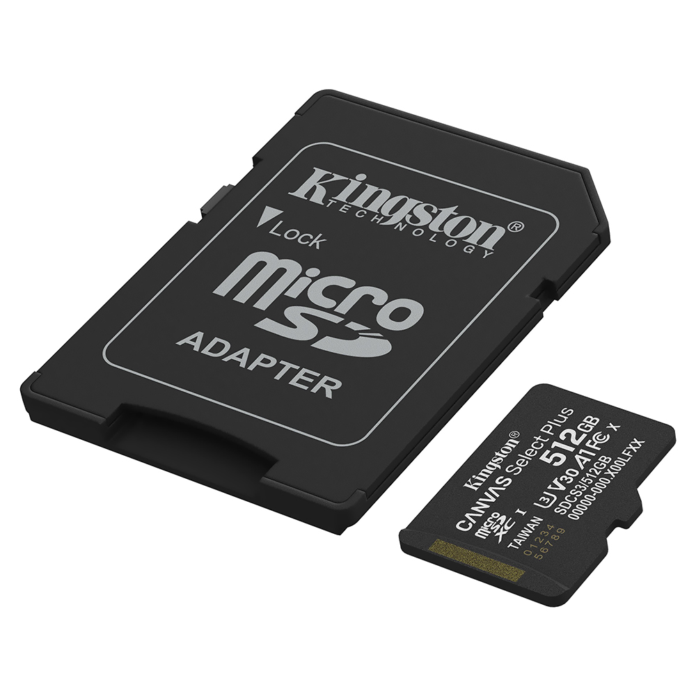 Cartão de Memória Micro SD Kingston Canvas Select Plus C10 U1 V10 A1 512GB - SDCS3/512GB
