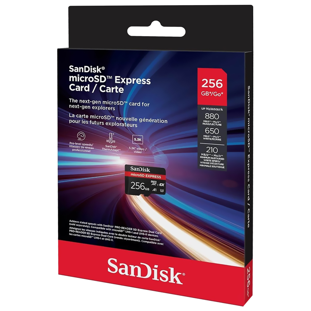 Cartão de Memória Micro SD SanDisk Express A1 U3 5.3K UHD 256GB - SDSQXFN-256G-GN4NN