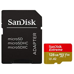 Cartão de Memória Micro SD SanDisk Extreme U3 V30 128GB 4K - SDSQXAA-128G-GN6AA