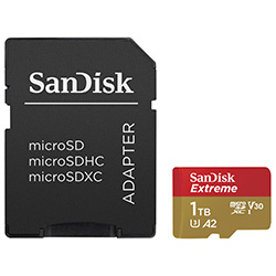 Cartão de Memória Micro SD Sandisk Extreme V30 A2 U3 1TB 4K UHD - SDSQXAV-1T00-GN6MA