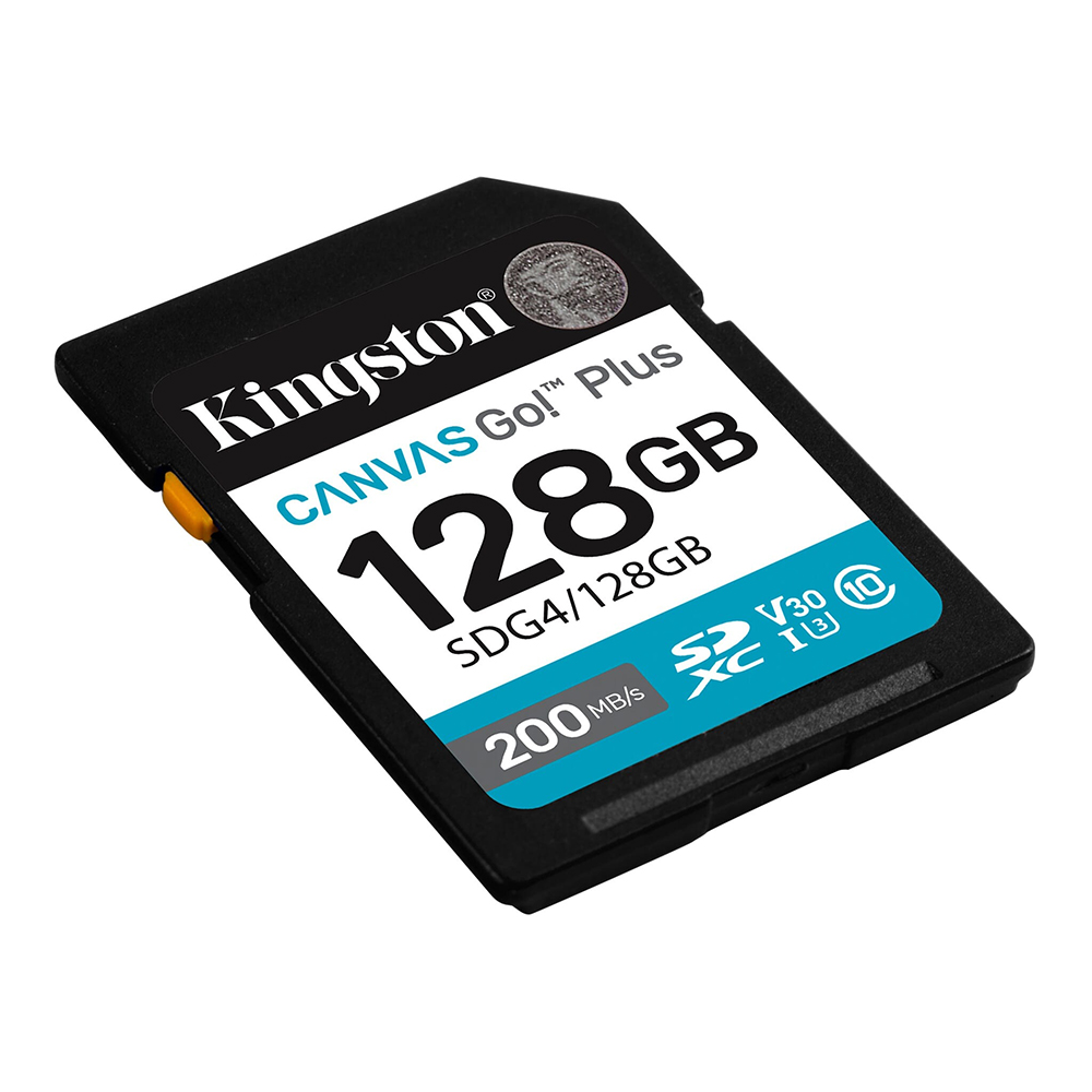 Cartão de Memória SD Kingston Canvas Go Plus C10 U3 V30 A2 128GB - SDG4/128GB