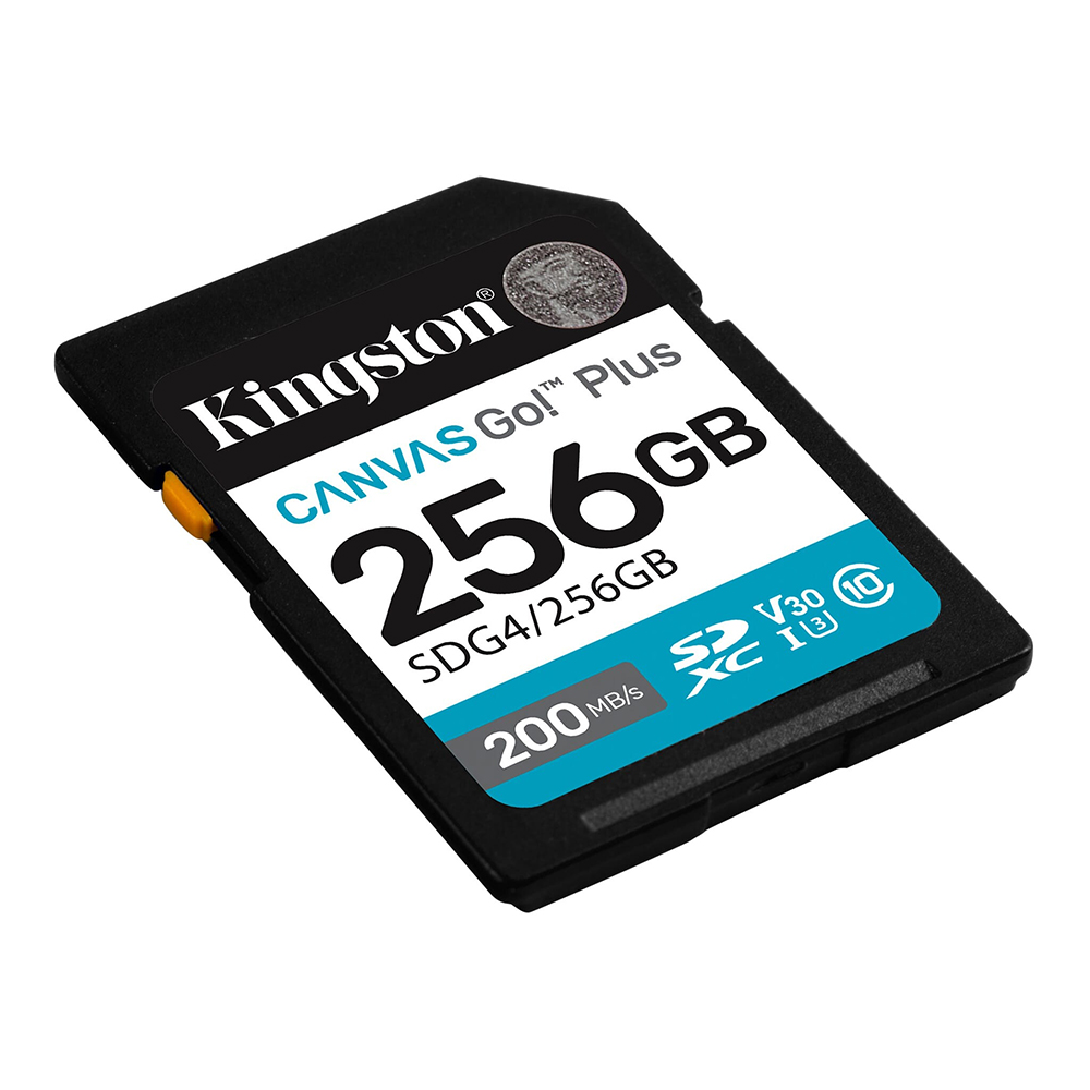 Cartão de Memória SD Kingston Canvas Go Plus C10 U3 V30 A2 256GB - SDG4/256GB