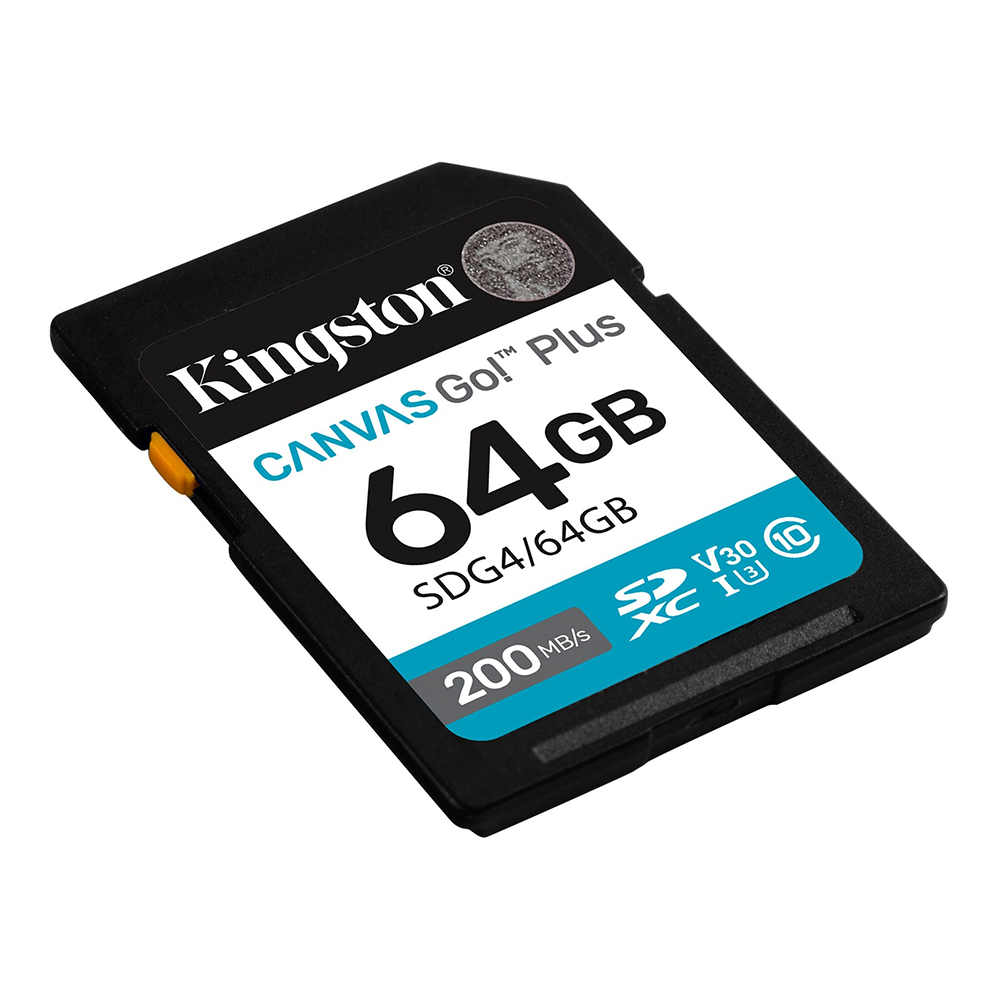 Cartão de Memória SD Kingston Canvas Go Plus C10 U3 V30 A2 64GB - SDG4/64GB