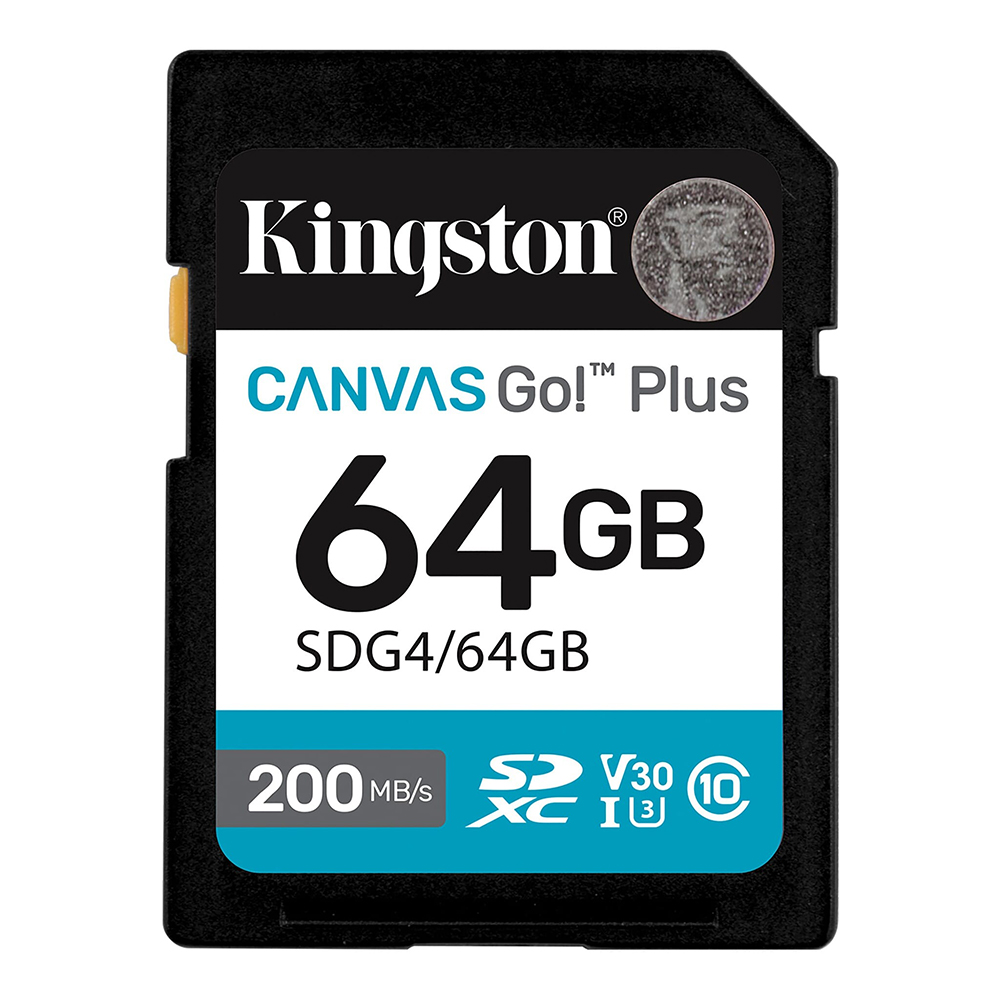 Cartão de Memória SD Kingston Canvas Go Plus C10 U3 V30 A2 64GB - SDG4/64GB