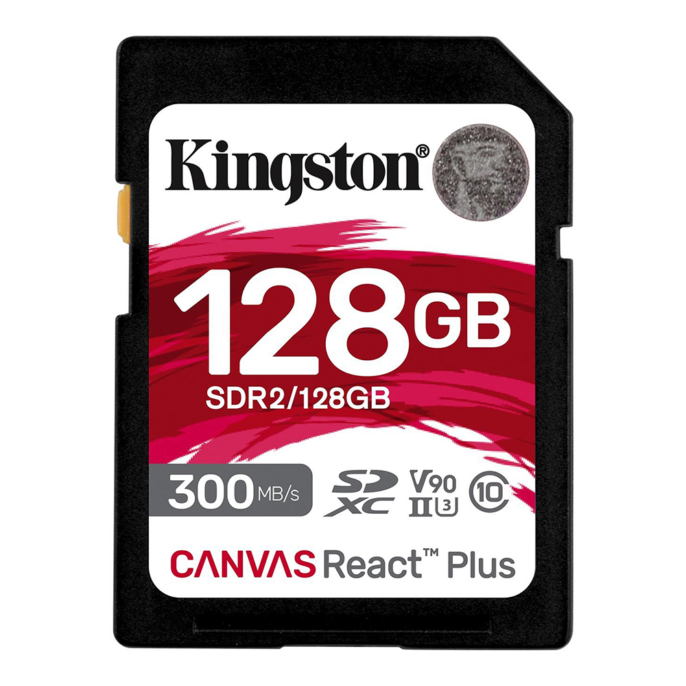Cartão de Memória SD Kingston Canvas React Plus U3 C10 V90 128GB - SDR2/128GB