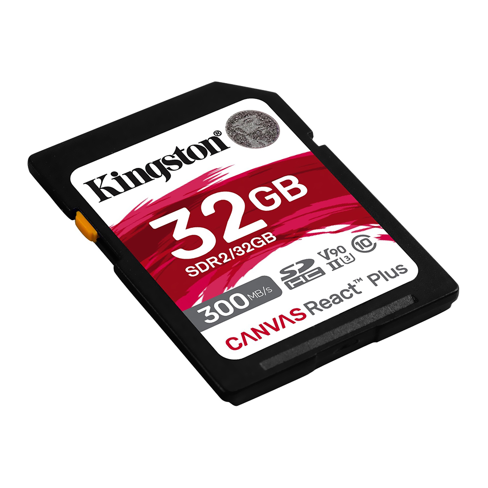 Cartão de Memória SD Kingston Canvas React Plus U3 C10 V90 32GB - SDR2/32GB