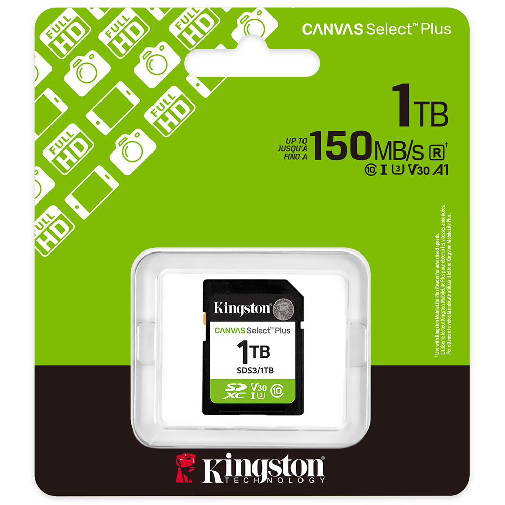 Cartão de Memória SD Kingston Canvas Select Plus C10 1TB - SDS3/1TB