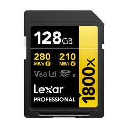 Cartão de Memória SD Lexar Professional Gold Series 1800X C10 U3 V60 4K FHD - LSD1800128G-BNNNU