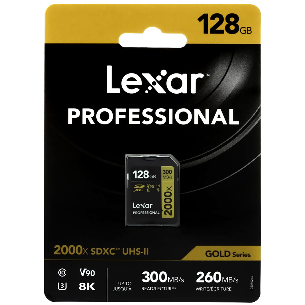 Cartão de Memória SD Lexar Professional Gold Series 2000X C10 128GB - LSD2000128G-BNNNU