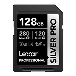 Cartão de Memória SD Lexar Professional Silver Pro U3 V60 128GB