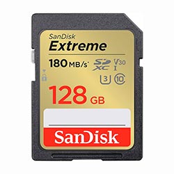 Cartão de Memória SD Sandisk Extreme Class 10 U3 128GB UHD 4K - SDSDXVA-128G-GNCIN