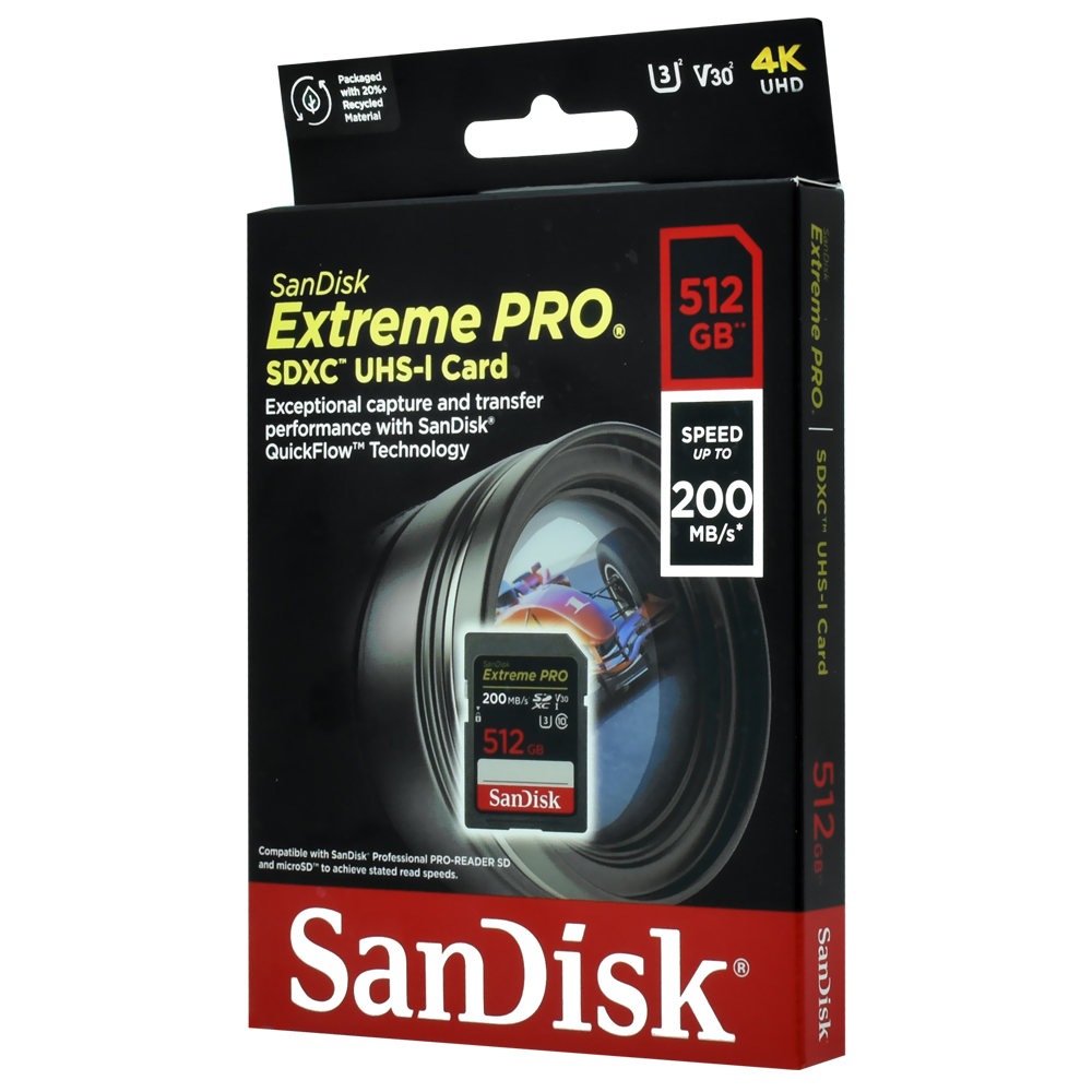 Cartão de Memória SD SanDisk Extreme Pro Class 10 Ultra V30 U3 512GB 4K HD - SDSDXXD-512G-GN4IN