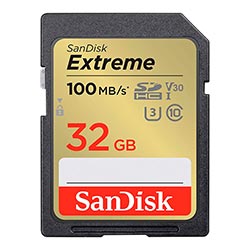 Cartão de Memória SD Sandisk Extreme V30 Class 10 U3 32GB 4K - SDSDXVT-032G-GNCIN