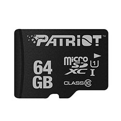 MEM CARD MICRO SD   64GB PATRIOT LX SERIES CLASS 10 PSF64GMDC10