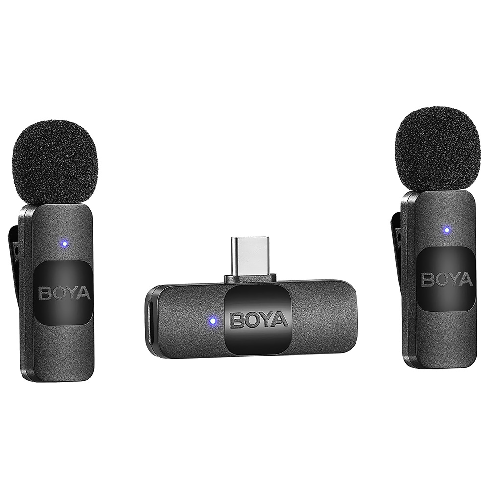 Microfone Boya BY-V20 2TX/RX Wireless para Smartphone - Preto