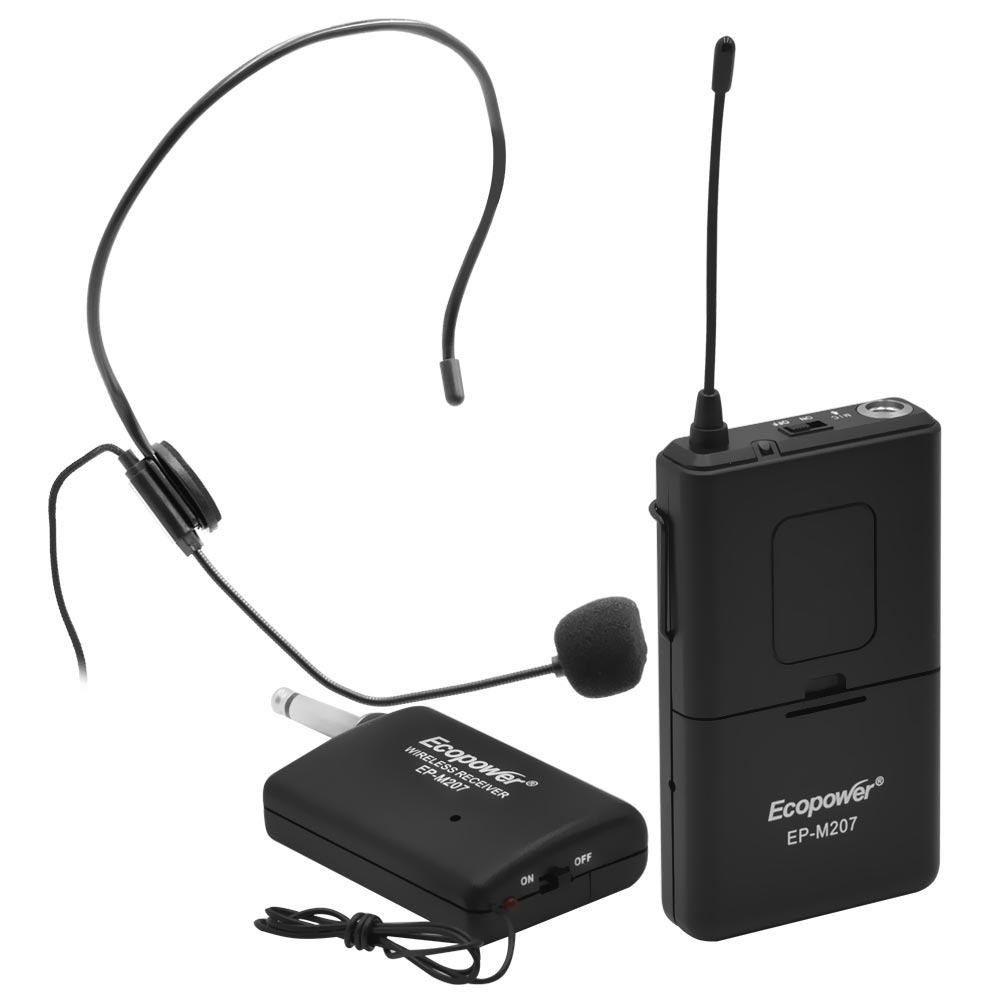 Microfone Ecopower EP-M207 Wireless Headset - Preto