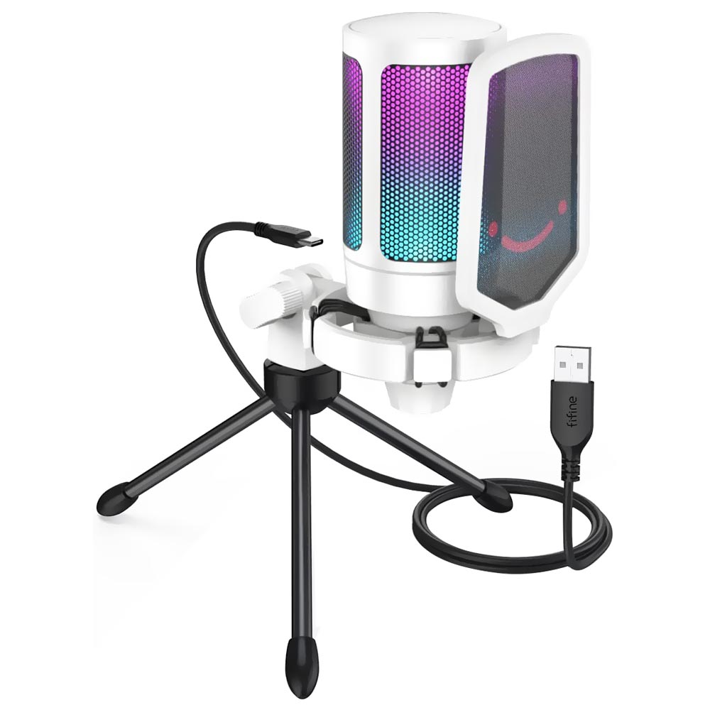 Microfone Fifine A6VW Ampligame Condenser RGB - Branco