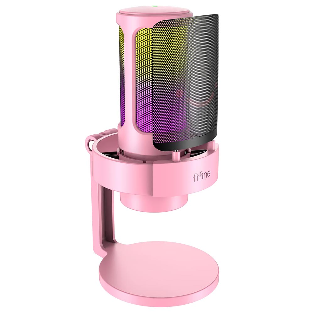 Microfone Fifine A8P Ampligame Condenser Cardioid RGB - Rosa