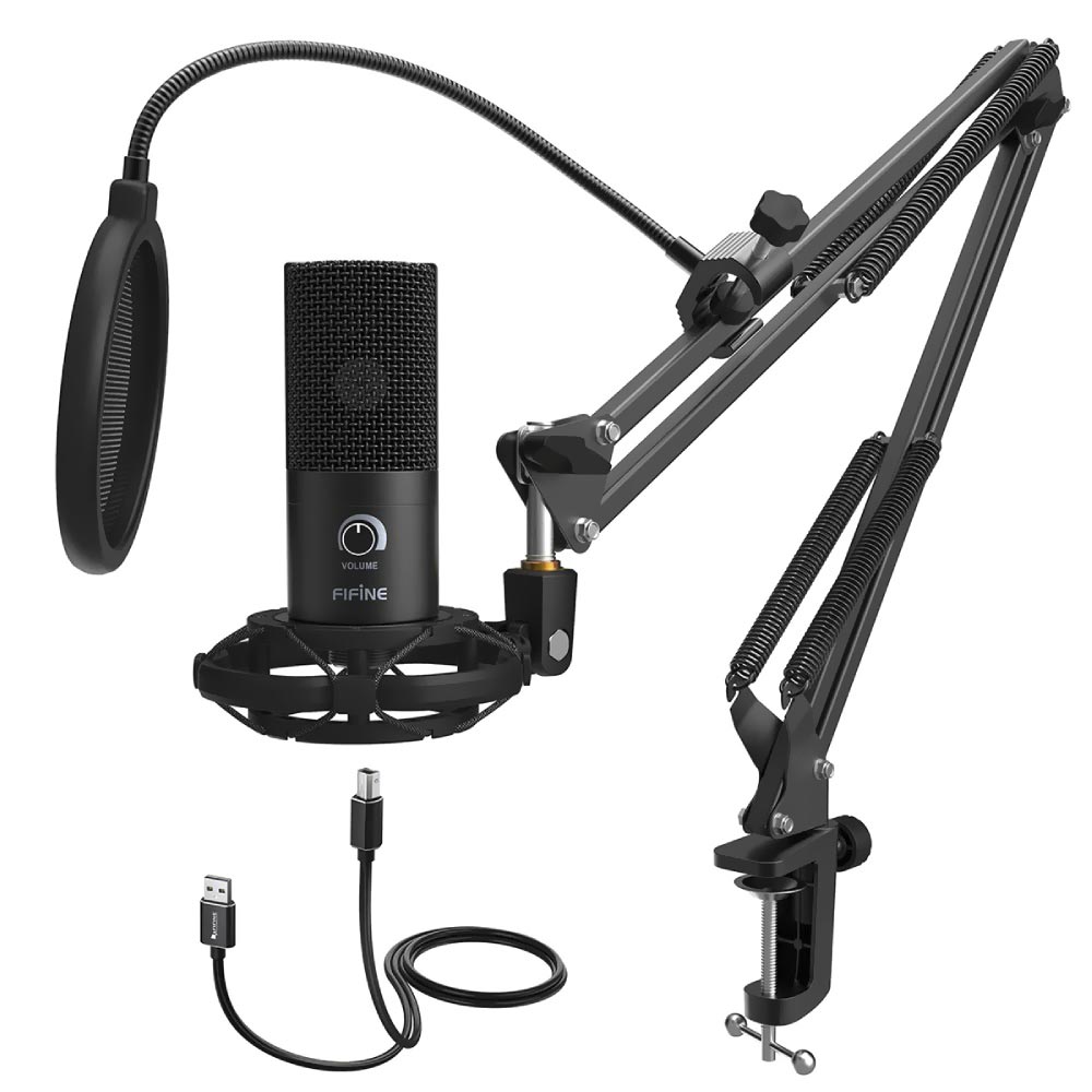 Microfone Fifine T669-PRO3 Dynamic Podcast Streamer KIT RGB - Preto