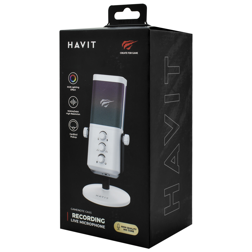 Microfone Havit GK65 GameNote RGB - Branco