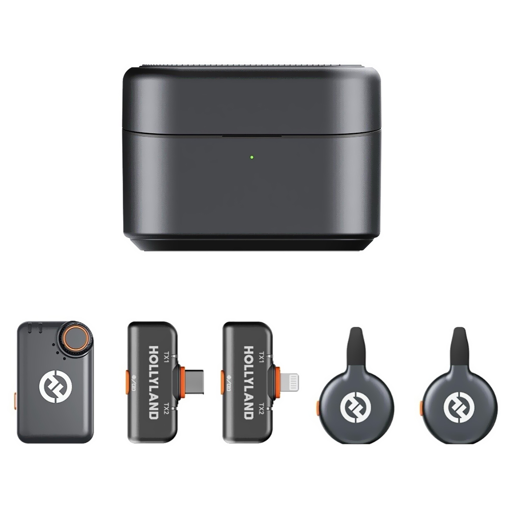 Microfone Hollyland Lark M2S Ultimate Combo Wireless / Lightning / USB-C - Space Cinza