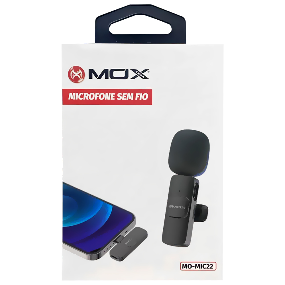 Microfone Mox MO-MIC22 Wireless / Lightning - Preto