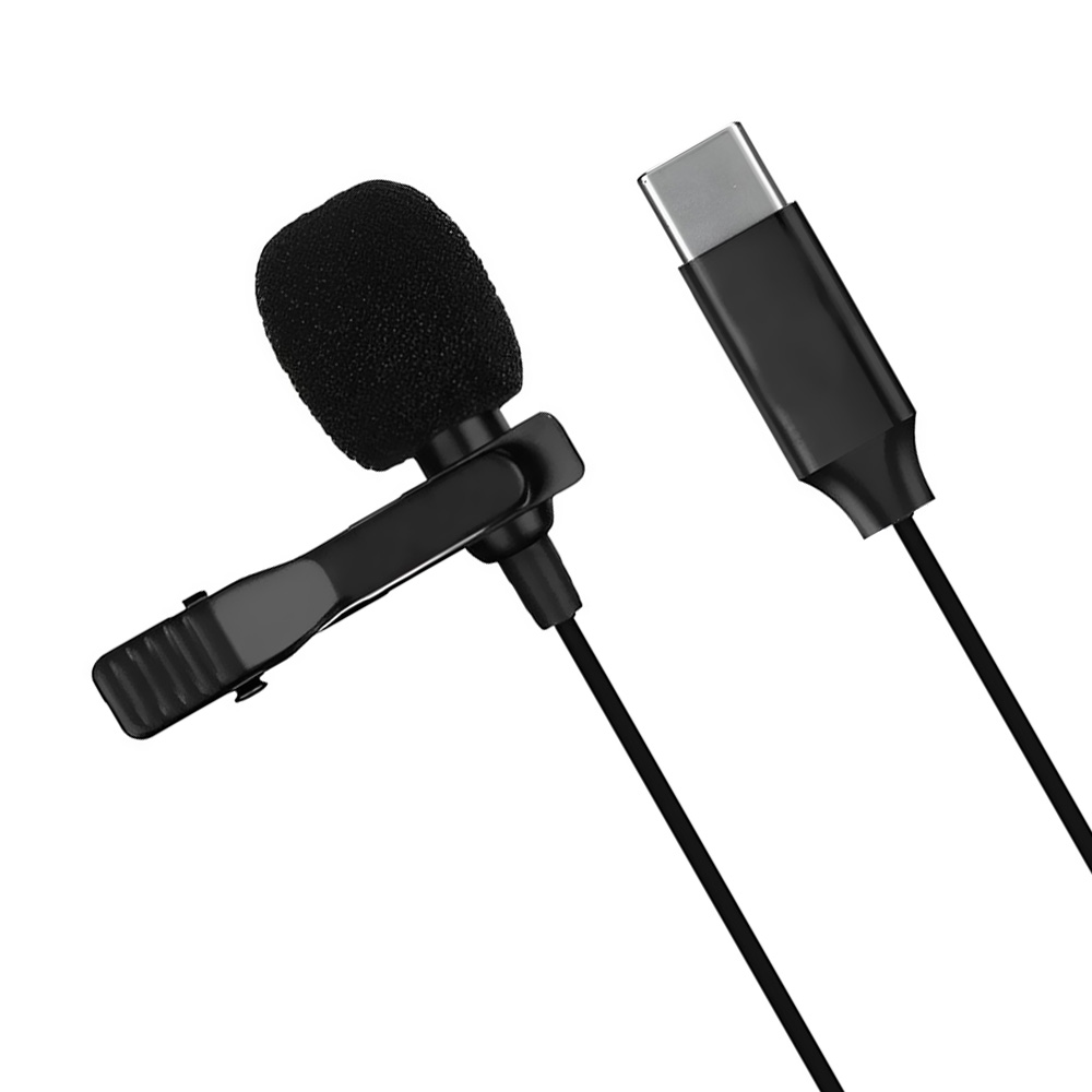 Microfone Satellite A-FONE34C Lavalier Lapela / USB-C - Preto