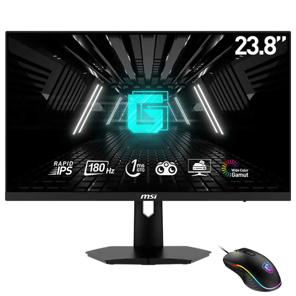 Monitor Gamer MSI E2 Esports G244F 23.8" Full HD LED 180Hz / 1Ms - Preto + Mouse