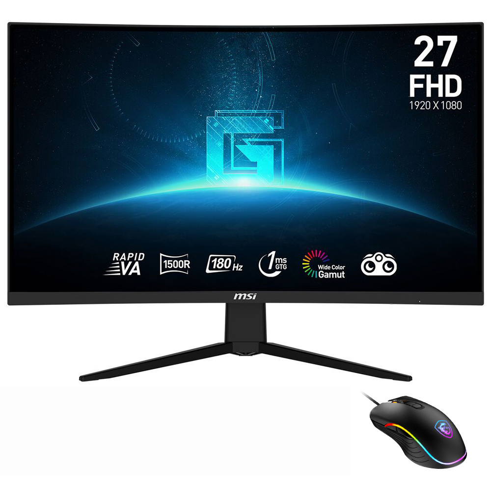 Monitor Gamer MSI G27C3F 27" Full HD LED Curvo 180Hz / 1Ms - Preto + Mouse